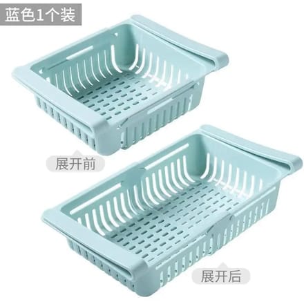 Organisateur de réfrigérateur, boîte de rangement, tiroir de réfrigérateur, conteneur de rangement en plastique, étagère, boîte de rangement de fruits, œufs et aliments, accessoires de cuisine 1PCS bleu