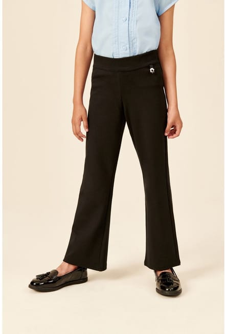 Next - Meisjes - Schoolbroek met hoog aandeel katoen, stretchy, bootcut en elastische tailleband - Zwart