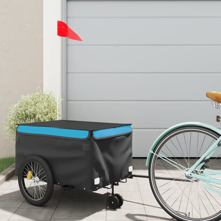 vidaXL - Fietstrailer - 30 - kg - ijzer - zwart - en - blauw