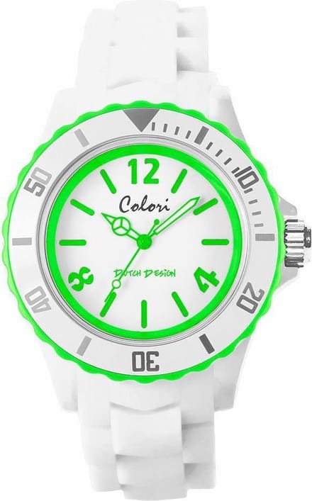 Colori White Summer 5 COL400 Horloge - Siliconen Band - Ø 44 mm - Wit / Groen