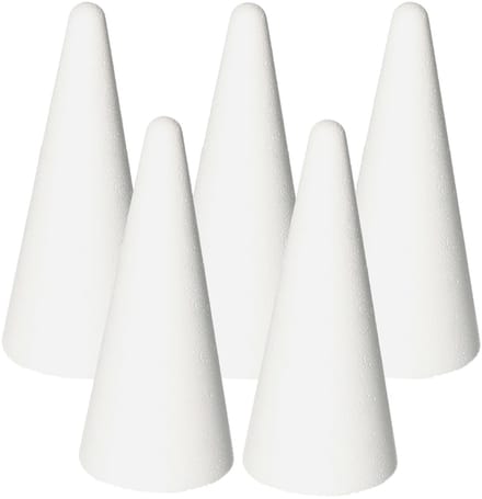 Piepschuim kegels - 5x - wit - H20 cm - styropor vorm - Hobby/diy -knutselmateriaal -basis materiaal