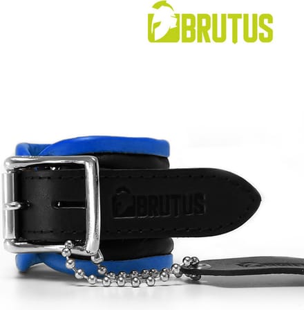 BRUTUS LEATHER - Leren Polsbeperkingen Handboeien - Zwart/Blauw