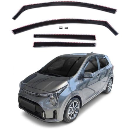 Déflecteurs d'air - Kia Picanto 5D (depuis 2017) - Teintés noirs - Aérodynamiques - Montage facile