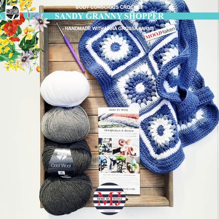 Haakpakket Sandy Granny Shopper-tas-Grey/White
