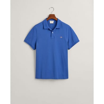 Gant Polo Fine Shield Short Sleeve Piqué Uni Rich Blue / male