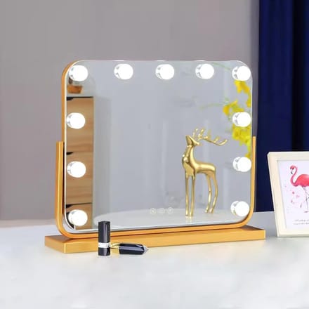 Verlichte Make-up Spiegel - Draaibare Spiegel - Perfecte Make-up - Drie Kleurmodi - 50 x 42 cm - Goud