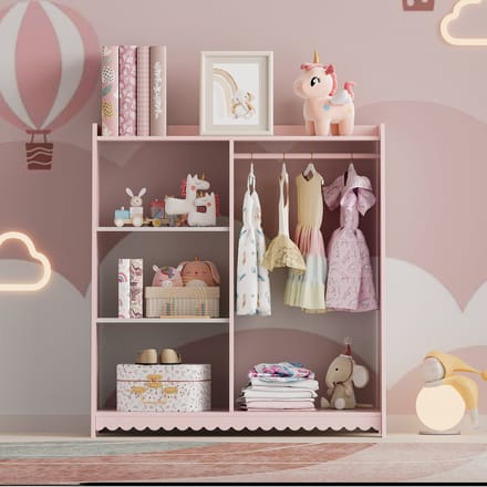 Kinderrek Vestnes 90x80x38 cm roze en wit [en.casa]