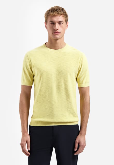 No Excess Pullover Short Sleeve Crew Neck Slub Yellow  L