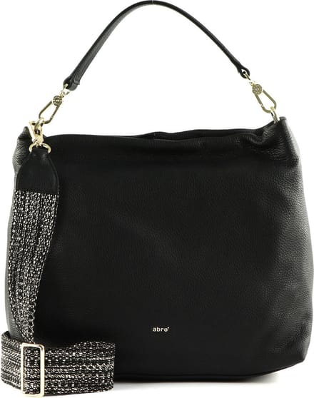 abro Leren Schoudertas Leather Dalia Hobo Bag Kaia Black / Gold Zwart