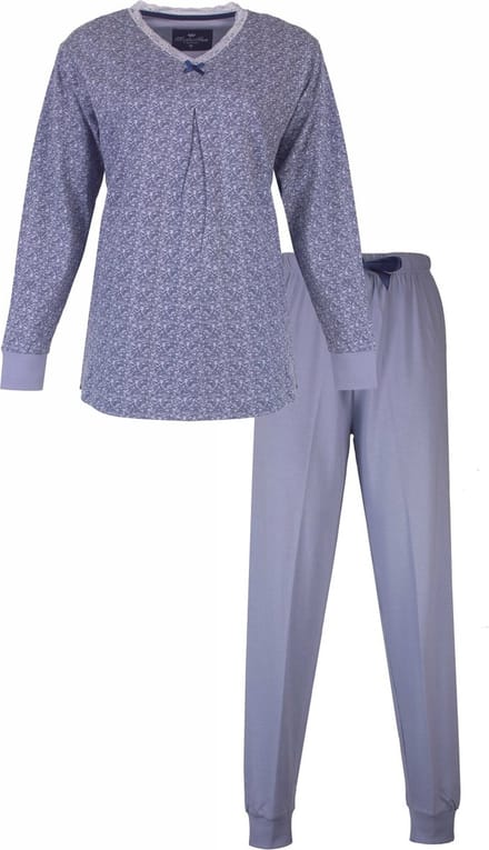 Medaillon Dames Pyjama - Lange Mouwen - Lavendel Blauw - Maat S