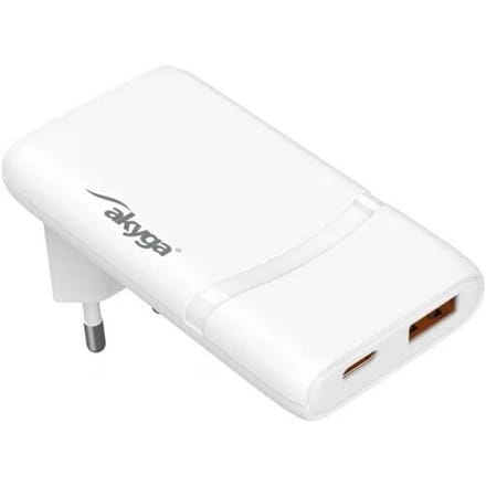 Akyga USB-oplader 65 W USB-C, USB-A USB PD 3.0 Wit Binnen GaN