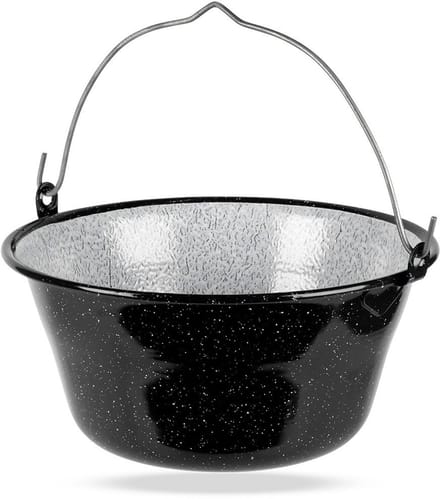 Orion - Hongaarse Emaille Kookpot - 7,5L - Ophangbaar - Zwart en Wit