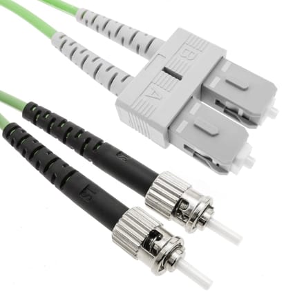 BeMatik - OM5 multimode glasvezelkabel duplex 50 µm / 125 µm ST / PC naar SC / PC 100 Gb 2 m