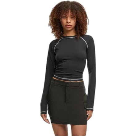 Urban Classics - Contrast Jersey Longsleeve top - XS - Zwart