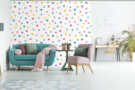 Behang - Fotobehang Confetti - Stippen - Patroon - Breedte 265 cm x hoogte 220 cm