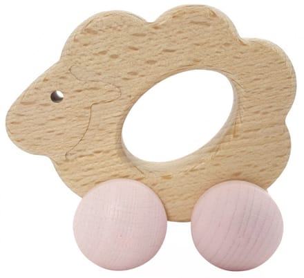 Hess houten speelgoed Rolli schaap naturel roze educatief.