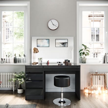 Vicco Dressing table Sherry anthracite shiny, 120 cm, with stool