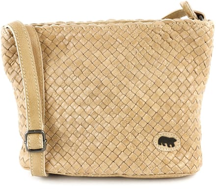 Bear Design Joan Leren Schoudertas met Vlechtwerk - Baltic Beige