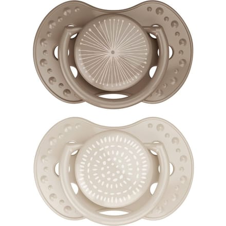 Difrax LOVI Fopspeen Dynamisch - Classy - 18+ Maanden - Beige & Bruin - 2 Stuks