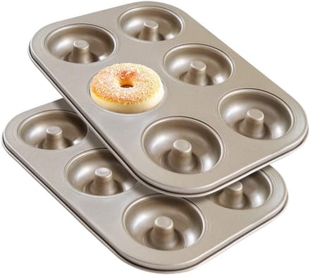 Set van 2 Donut Bakvormen – Non-stick Koolstofstaal Mini Donut Pan voor 12 Donuts
