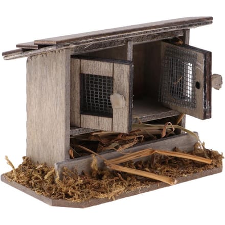 1/12 Miniaturen Poppenhuis Houten Simulatie Kippenhok Decoratie as described black
