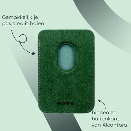 Veltrixx Apple iPhone – MagSafe Wallet – MagSafe Pasjeshouder – Alcantara – Emerald Green