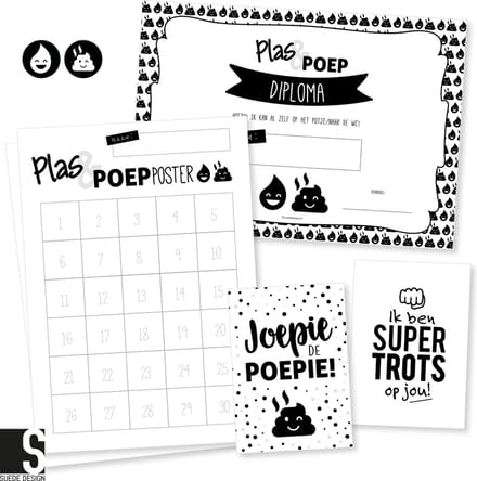 Zindelijkheidstraining pakket | Plas & Poep poster | Suede design Beloningskaart