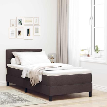 vidaXL - Boxspring - bed - met - hoofdeinde - Donkerbruin - 90 - x - 190 - cm - Stof