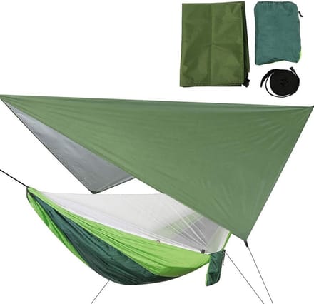 Camping Hangmat - Kampeerbed - Buiten Ontspannen - Met Muggennet - 290x140 cm - Groen