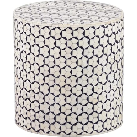 WOOOD Neva Sidetable - Bone Inlay - Zwart/Wit - 40x37x37