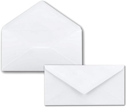 50x Witte DIN Lang Enveloppen 110x220mm zonder Venster voor Kaarten
