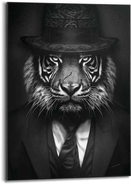 Schilderij Tiger Man - 70 x 50 - Hout - REINDERS