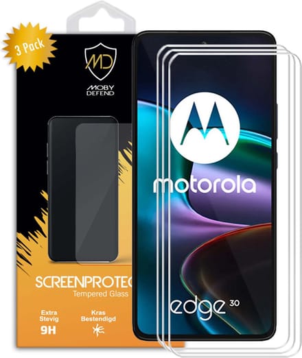3-Pack MobyDefend Screenprotectors - Geschikt voor Motorola Edge 30 - Case-Friendly Screensaver - Gehard Glas