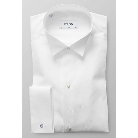 Eton Overhemd Slim Piqué White Tie Wit / male
