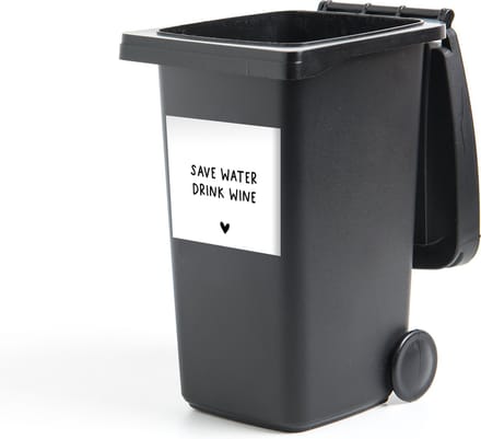 Container sticker Engelse quote Save water drink wine met een hartje - 40x40 cm - Kliko sticker
