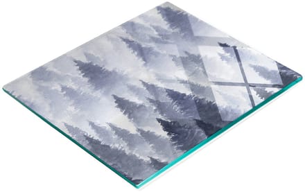 Decoratieve glazen snackplank met mistig bosmotief, 60x52 cm