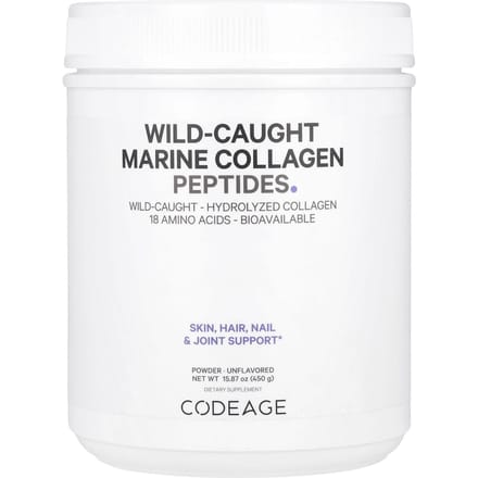Codeage, poudre de peptide de collagène marin naturel, sans saveur, 15,87 oz (450 g)