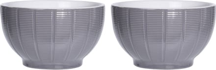 Excellent Houseware Soepkommen/serveer schaaltjes - 2x - Venice- keramiek - D14 x H8 cm - steengrijs