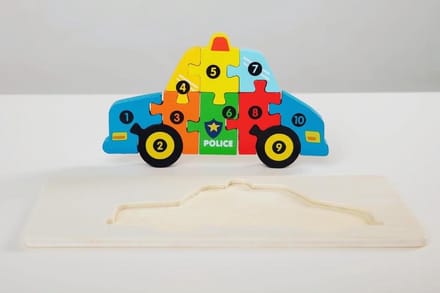 Heppiedepeppie Kids - Houten Kinderpuzzel - Politieauto - 3D - Auto - Speelgoed