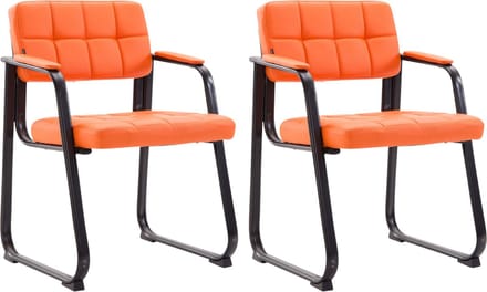 CLP Canada B Set van 2 eetkamerstoelen - met armleuning - Zwart Frame - Kunstleer - oranje