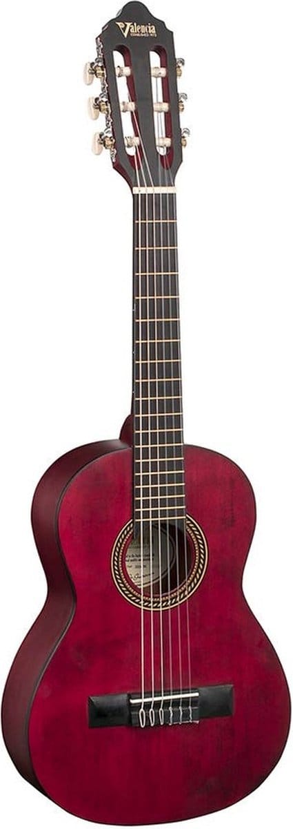 Valencia VC201TWR Klassieke Gitaar 1/4 Red Satin