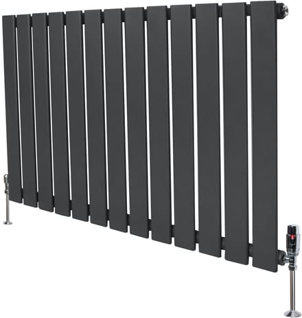 1-kolomdesign radiator - 600x910 mm - grijs - thermostaatkraan