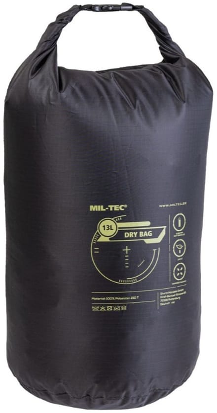 Mil-Tec Waterbestendige Drybag, Rip Stop, 13L, zwart