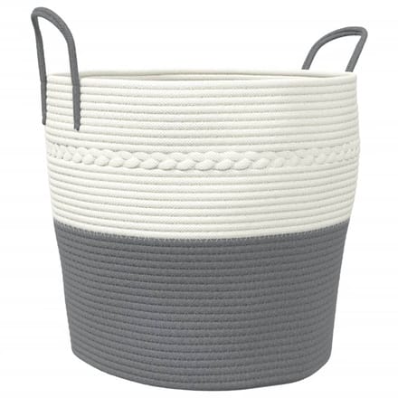 vidaXL - Opbergmand - Ø - 43x38 - cm - katoen - grijs - en - wit