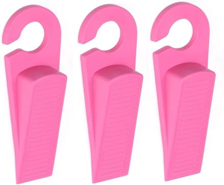 Deur Wiggen - Deurstop Set - Veilig Huis - Anti Slip Basis - 3 Stuks 13cm - Roze