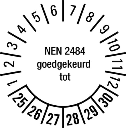 NEN 2484 goedgekeurd tot sticker 26-31 op vel 20 mm - 36 per kaart