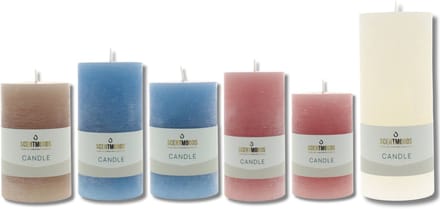 Scentmoods Rustieke Kaars Set Arctic Blues – Stompkaars en Dinerkaars in Blauwtinten