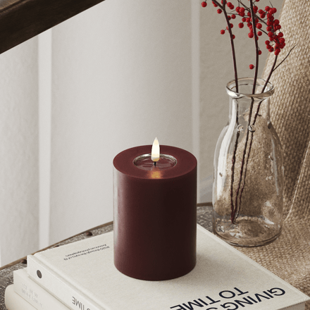 Luxe LED kaars - Bourgogne LED Candle 7,5 x 10 cm - net een echte kaars! Deluxe Homeart