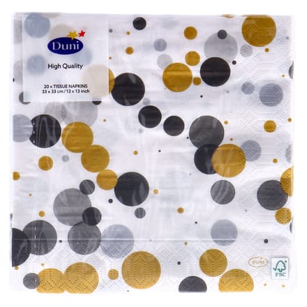 Servetten Festive Bubbles Black 33x33 cm - Festive Bubbles - Zwart