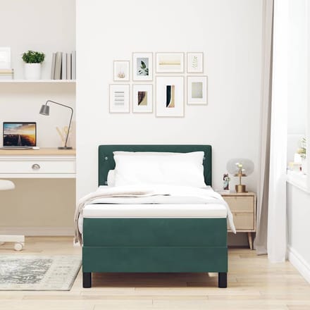 vidaXL - Boxspring - bed - met - matras - Donkergroen - 100 - x - 200 - cm - Fluweel